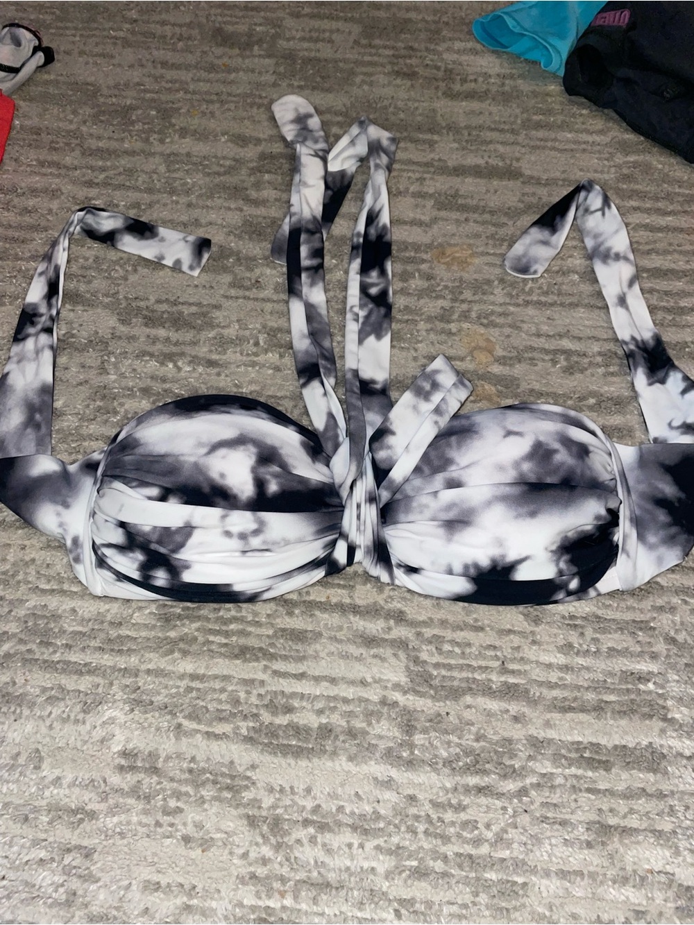 H&M Black & White Tie-Dye Bandeau Bikini Top